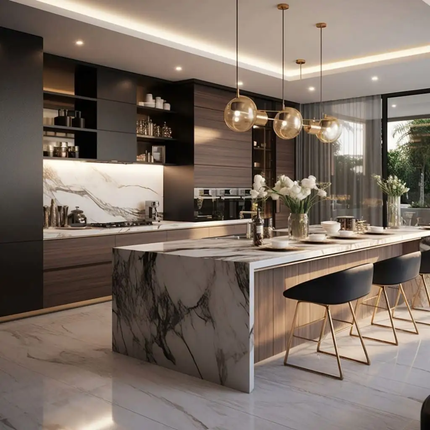 Modern Luxury Custom Kitchen Cabinets Granite Countertop China Whole House Furniture Dining Island Made Melamine MDF Board