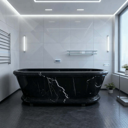 Custom High Quality Luxury Natural Marble Freestanding Bathtub For Modern Villa Bathrooms Soaking Function With Drainer