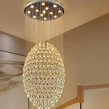 Custom Oval Large Luxury Project Staircase Chandelier Wedding Hall Decoration Chandelier Hotel Villa