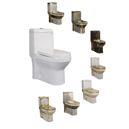 Stylish Golden Striped Luxury Toilet Italian Design Modern Home Highlight Masterpiece