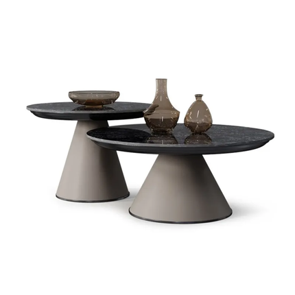 High quality living room furniture luxury round marble glass top tea coffee table model stainless steel coffee table set