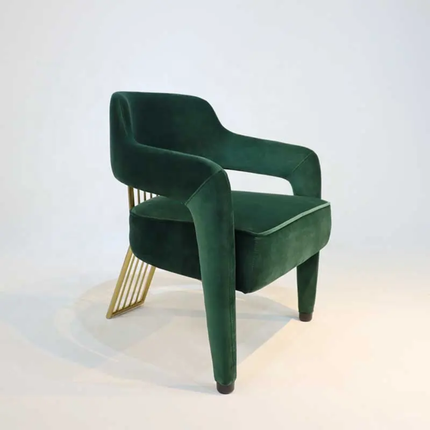 Custom Italian Designer Green Pink Velvet Fabric Metal Leg Dining Chair Modern Lounge