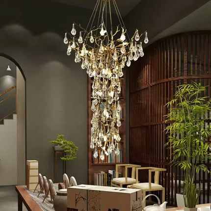 High Quality Modern Hotel Large Tree Branch Chandelier Gold Crystal Chandelier Light