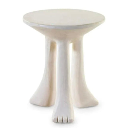 Fiberglass Modern Minimalist Side Table Organic Foot Wabi-Sabi Sculpture Artistic Accent Table Shaped Base Bedroom Living Room