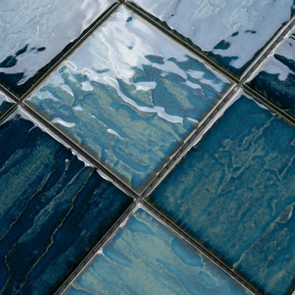 30×30 Swimming Pool Porcelain Ceramic Mosaic Anti-Slip Mix Green Concave-Convex Texture Mosaic