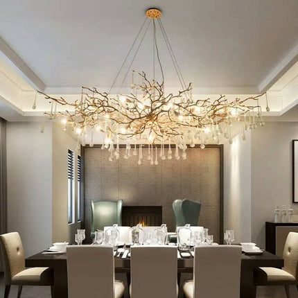 Chandelier Modern For french-Style Light-Luxury Golden Brown/Silver Custom Crystal Chandelier Branch Villa Living Room Bedroom