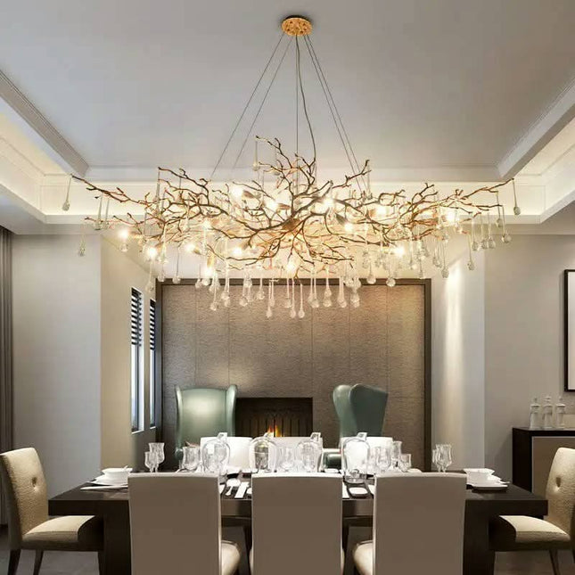 Chandelier Modern For french-Style Light-Luxury Golden Brown/Silver Custom Crystal Chandelier Branch Villa Living Room Bedroom