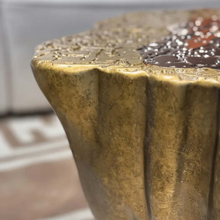 Made of concrete Carved Relief Aluminum Resin Wave Dual-Tone Antique Bronze Organic Penthouse Lobby Gallery Coffee Table