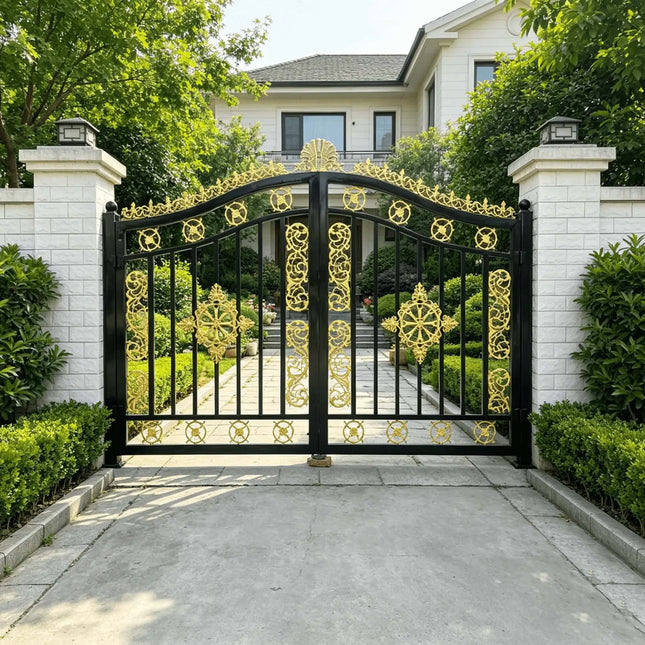 Private Label Customized Wrought Iron Swing Gate Design Automatic Driveway Gates for Villas