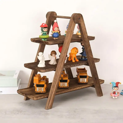 Wood 3-Tier Serving Tray Rectangle Brown Decorative Bath & Toilet Supplies Farmhouse Party Three-Tiered Cupcake Stand Platter