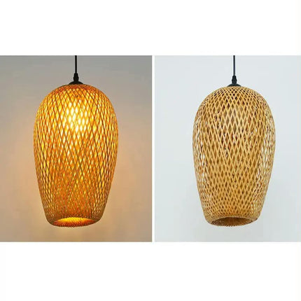 New Design Handmade Woven Bamboo Wicker Pendant Light Fixture Natural Rattan Hanging Lamps Chandelier for Home Decor Restaurant