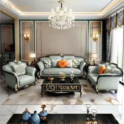 European Retro Sofa Living Room Furniture Set Solid Wood Genuine Leather Living Room Sofas Old Home Sofa Set