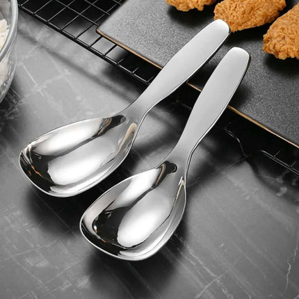 High Quality Korea Metal Tableware304Earl Soup Serving Round Head Flat Rice Spoon Modern Design
