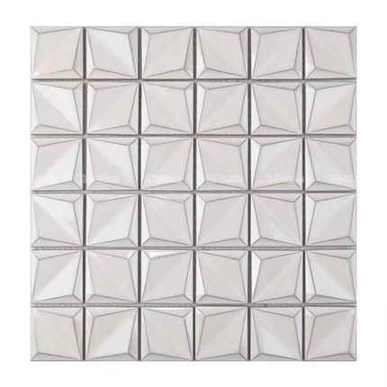 Modern Decorative Bathroom Kitchen Backsplash Wall Glossy Porcelain Cube 3D Wall Mosaic Tile