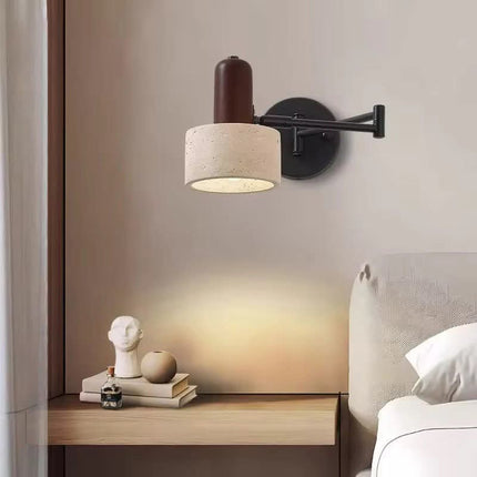 2026 Wabi Sabi Style Swing Arm Bedroom Bedside Wall Lamp Medieval Reading Rotatable and movable Telescopic Swing Arm Lamp