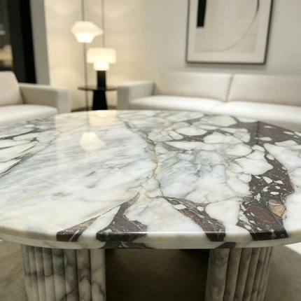 Modern luxury designer marble plinths small coffee table calacatta Viola base center tables set furniture bedroom living room