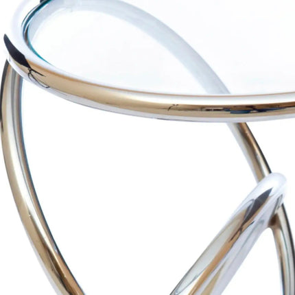 Piercing Side Table | Chrome Metal Frame with Tempered Glass | Modern Elegant Design