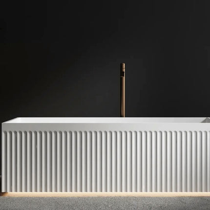 Freestanding Artificial Stone Bathtub Portable Soaking Solid Surface Acrylic Tub