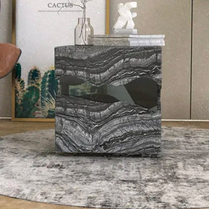Ingenious Design Marble Corner Table Side Table with Inlaid by Two Colors Marble