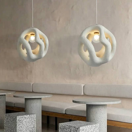 Adjustable Height Modern Indoor Oval Small Wabi Sabi Style Japanese Chandelier Hollow Design Loft Bar Counter Bedside Pendant