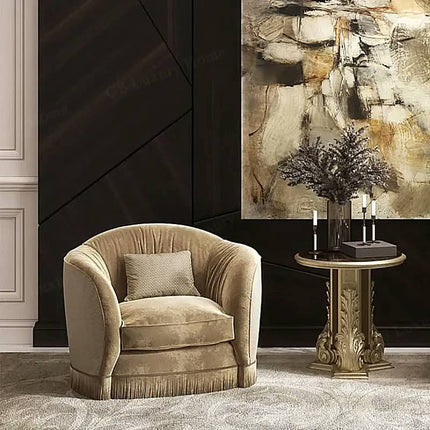 French Classic Style Single Sofa High Quality Hand Carved Luxury Living Room Furniture One-Seater Sofa