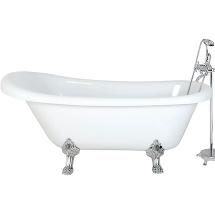 Black&White Classical Freestanding Zinc Alloy Claw Foot Acrylic Bathtub ABS Bath Tub with Gold Feet