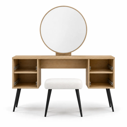 Minimalist 4-Drawer Variety Table Conical Metal Legs Melamine Dressing Table 1300×805×420×,Mirror Optional Add-On