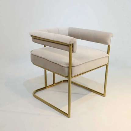 Exclusive Cream White Elite Chair High Class Modern Design with Golden Accents