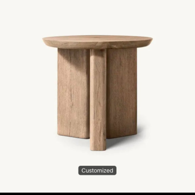OEM Contemporary Sculpture Curves Design European Knotty Oak Handcrafted Bora Round Side Table