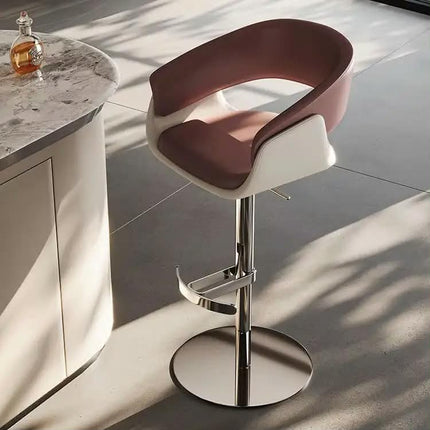 Stainless Steel Bar Stool Height-Adjustable Swivel-Style Modern Minamalist High-Back Armrests Light Luxury Commercial Use Chair