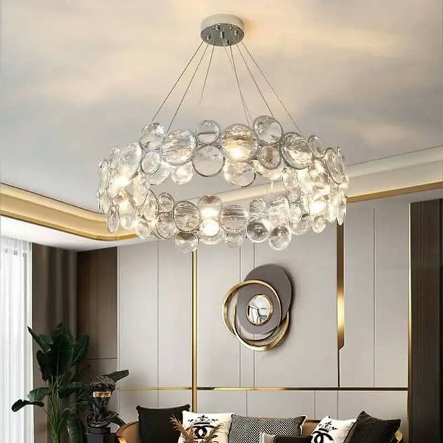 Creative Luxury Adjustable Height LED Crystal Bubble Chandelier Pendant Lamp For Living Room & Bedroom