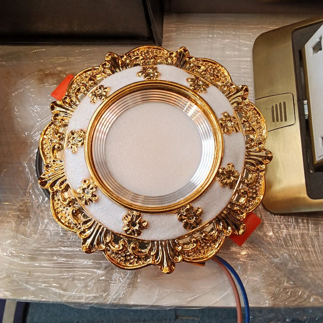 Elegant Gold Floral Recessed LED Ceiling Light – Vintage Decorative Downlight Fixture
