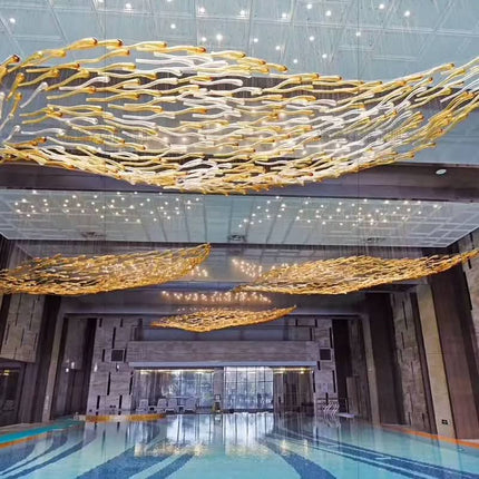 Free Design Custom Chandelier Manufacturer Flexible Art Glass Fish Chandelier