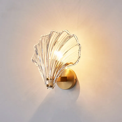 Iron Glass Material Bedroom Headboard Shell Wall Lamp Light Luxury Modern Simplicity
