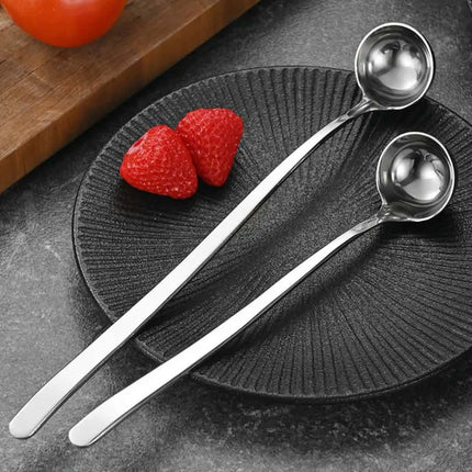 High Quality 304 Stainless Steel Deep Bottomed Honey Spoon With Long Handle Small Round Seasoning Oil Spoon Made Of Metal