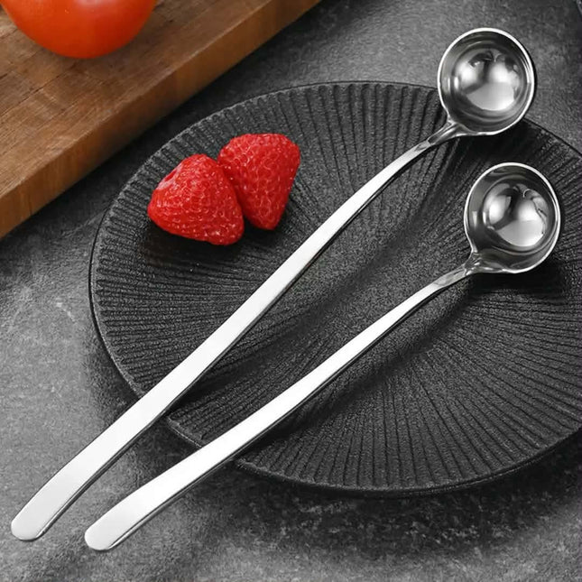 High Quality 304 Stainless Steel Deep Bottomed Honey Spoon With Long Handle Small Round Seasoning Oil Spoon Made Of Metal
