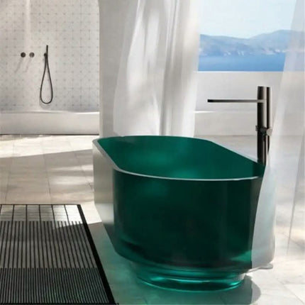 Freestanding Ordinary Transparent Resin Oval Bathtub wilt Full Skirt Light Luxury Design for Hotel Homestay Household Use