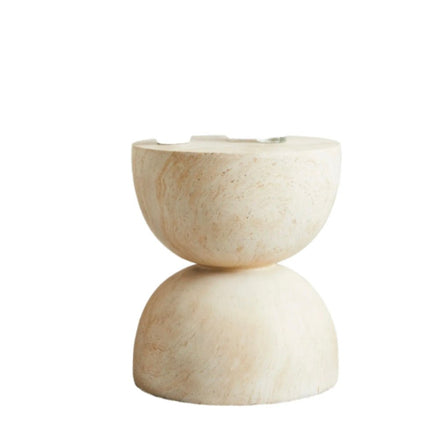 Modern Minimalist Wabi Sabi Natural Beige Travertine Stone Double Dome Marble Side Table