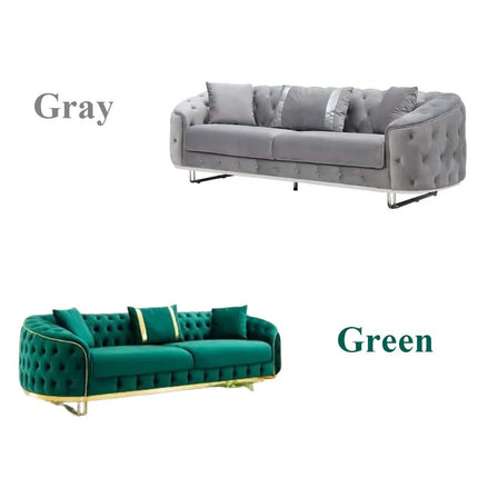Factory Modern Living Room Velvet Fabric Sweet Sofa Set With Gold Stainless Steel