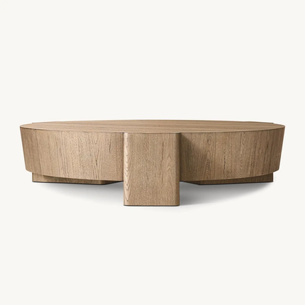 OEM Contemporary Sculpture Curves Design European Knotty Oak Handcrafted Bora Round Side Table