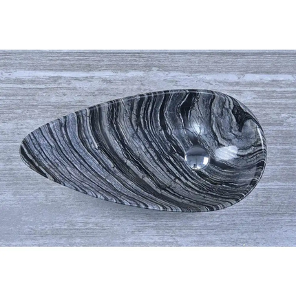 Retro Style Unique Shape Marble Stone Wash Basin Countertop Bathroom Sink Tree Black Stone Sink For Hotel & Villa Use