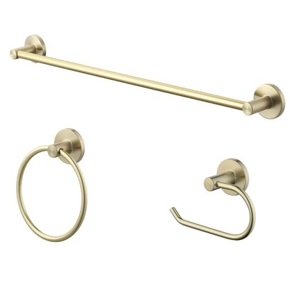 3-Piece Matte Gold Bathroom Accessory Set Wall Mounted Bathroom Hardware