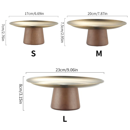 Light Solid Wood Cream Style Dessert Stand Household Snack Display Tall Stainless Steel Fruit Plate Tray Candy Tray