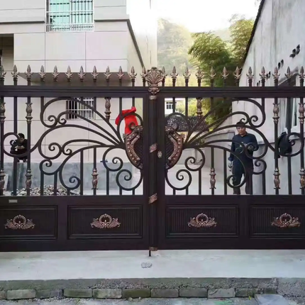 French Design Minimalist 30 Years Factory Custom Style Motor Automation Anti-Corrosion Durable Powder Coating Cast Iron Gate
