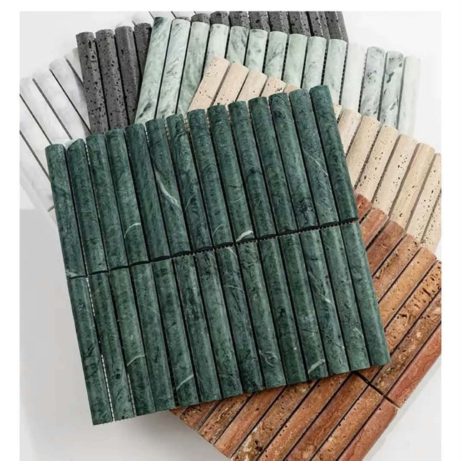 Mini Fluted Natural Stone Calacatta Good Mosaic Fluted Marble Tiles For Bathroom Decoration