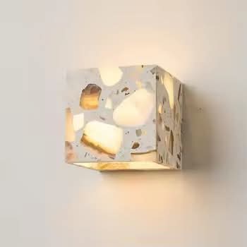 New Square Terrazzo Stone LED Wall Light 9W Corridor Sconce for Home Decor Bedroom Living Room -Mediterranean Design Warm White