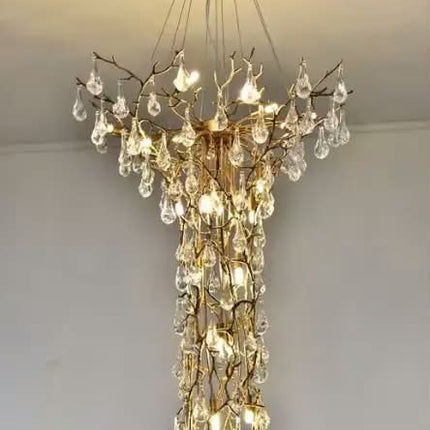 High Quality Modern Hotel Large Tree Branch Chandelier Gold Crystal Chandelier Light