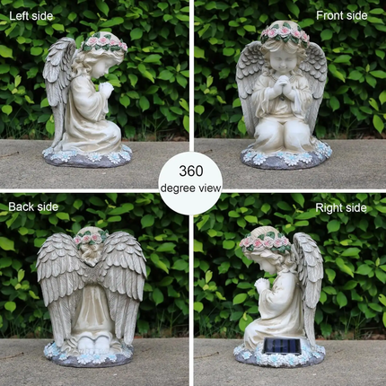 Modern Outdoor Solar Angel Girl Garden Statue Resin Craft Ornament Painted Finish For Yard Decorative Solar-Powered Landscape