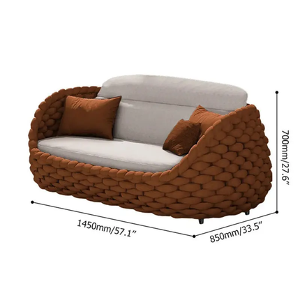 Nordic Style Rattan Furniture Sofa Set Modern Aluminum Frame Outdoor Garden Patio Couch Set Balcony Villa Resort Custom