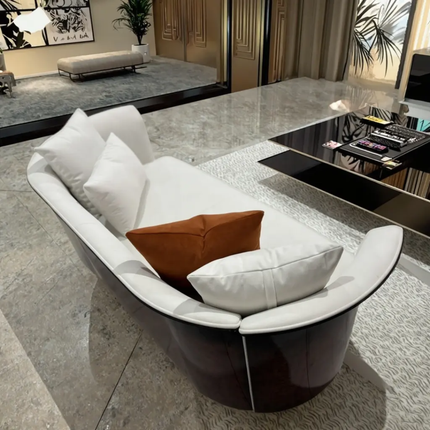 Italian Luxury High-End Paint Designer Furniture Microfiber Leather Tufted Sectional Sofa Modern Design Solid Wood Living Room